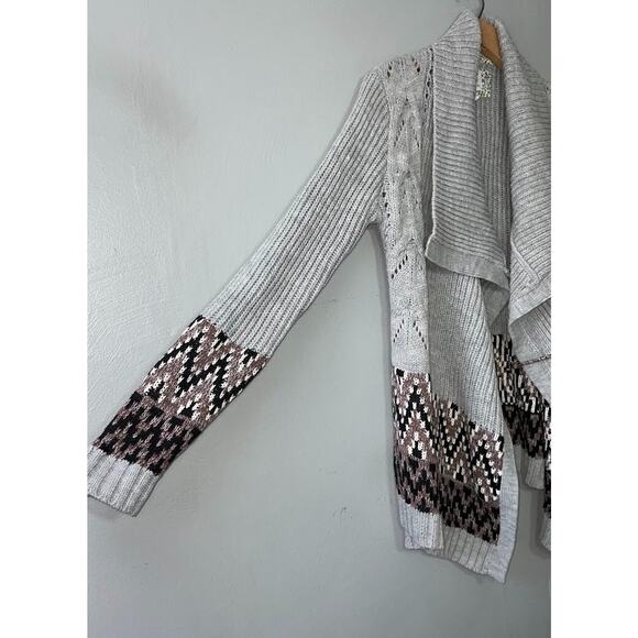 Element Pinned Sweater Fits Size Medium Gray Cardigan Boho Western Fair Isle - Picture 3 of 16